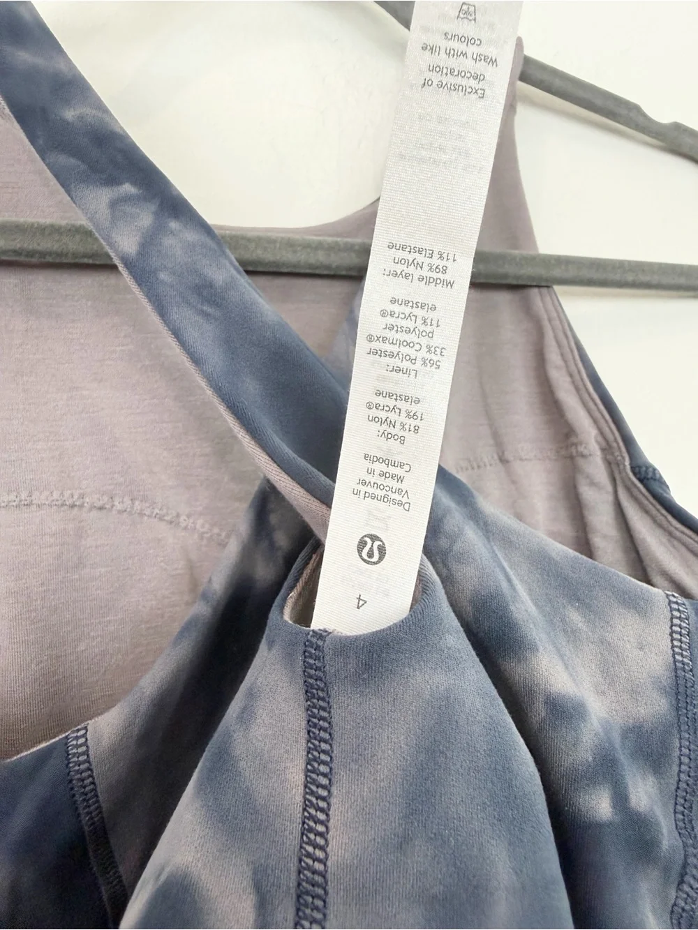 Lululemon Key To Balance Tank Top Diamond Dye Graphite Grey Pink Pastel Size 4
